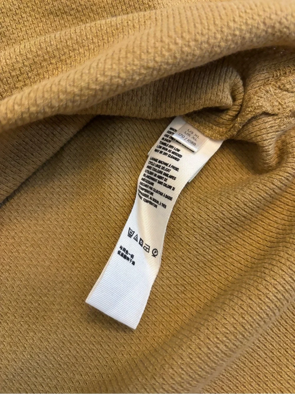 Free People Mustard Thermal Henley Top Floral Trim Oversized XL